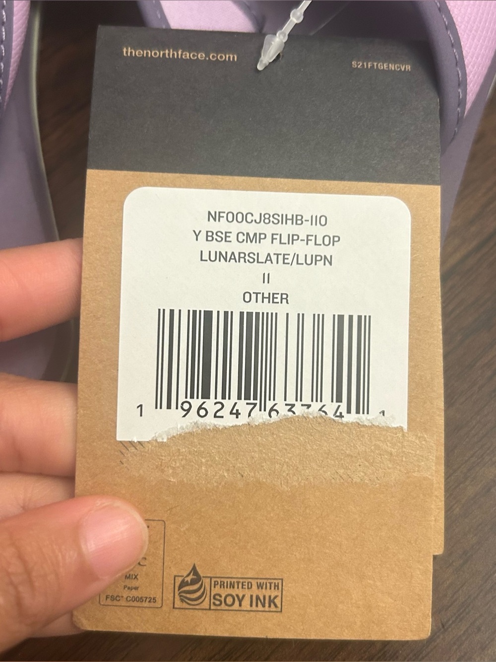 THE NORTH FACE kids Base Camp Flip Flops, Lunar Slate/Lupine, new size 11 - Picture 6 of 7